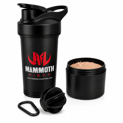 Mammoth Fiber 17 oz Shaker Bottle with Detachable Storage Compartment - Get Mammoth Fiber