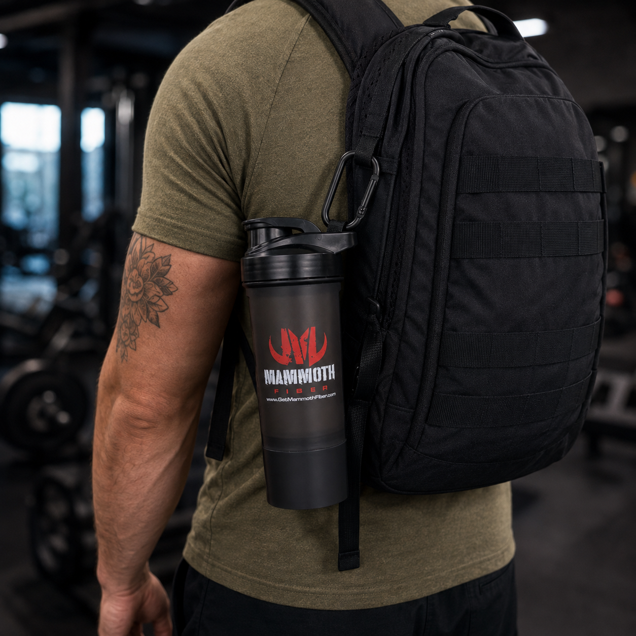 Mammoth Fiber 17 oz Shaker Bottle with Detachable Storage Compartment - Get Mammoth Fiber