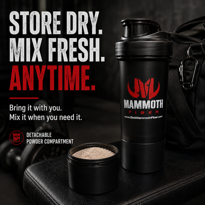 Mammoth Fiber 17 oz Shaker Bottle with Detachable Storage Compartment - Get Mammoth Fiber